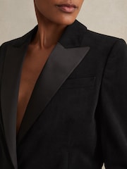 Reiss Black Oe Adaline Velvet Single-Breasted Blazer - Image 3 of 5