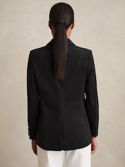Reiss Black Oe Adaline Velvet Single-Breasted Blazer - Image 4 of 5