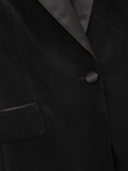 Reiss Black Oe Adaline Velvet Single-Breasted Blazer - Image 5 of 5