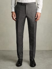 Reiss Grey Melange Degree Slim-Fit Wool Blend Suit Trousers - Image 4 of 8