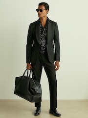 Reiss Black Prince Sequinned Cuban-Collar Shirt - Image 3 of 7