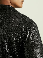 Reiss Black Prince Sequinned Cuban-Collar Shirt - Image 4 of 7