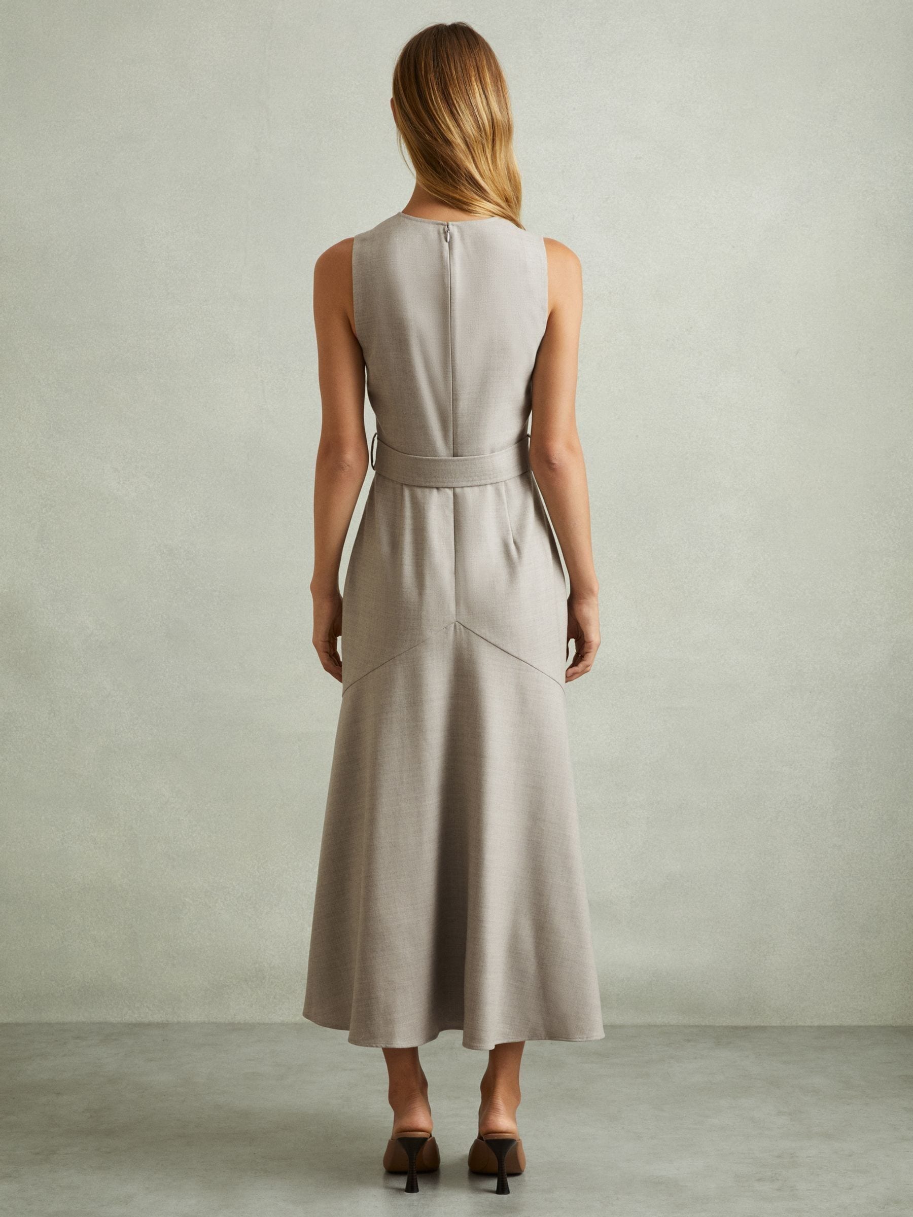 Buy Reiss Grey Danni Belted Flared Midi Dress from Next USA