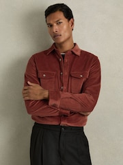 Reiss Rust Tucci Cotton-Blend Corduroy Overshirt - Image 1 of 6