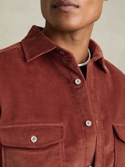Reiss Rust Tucci Cotton-Blend Corduroy Overshirt - Image 4 of 6
