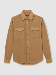 Reiss Camel Demari Twin-Pocket Overshirt With Wool - Image 2 of 7