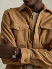 Reiss Camel Demari Twin-Pocket Overshirt With Wool - Image 3 of 7