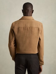 Reiss Camel Demari Twin-Pocket Overshirt With Wool - Image 4 of 7