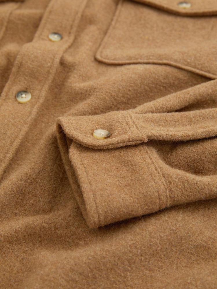 Reiss Camel Demari Twin-Pocket Overshirt With Wool - Image 7 of 7