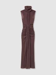 Серо-коричневый - Reiss Daniella Sheer Ruched платье макси - Image 2 of 7