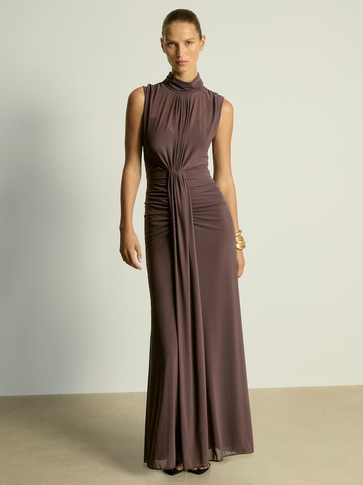 reiss brown dress sale Buy Taupe Daniella Petite Sheer Ruched Maxi from Next USA height 510 / 177.8cm.