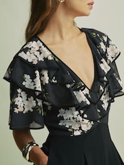 Florere Frill Sleeve Wide Leg Black Jumpsuit - Image 3 of 7