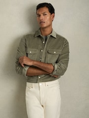 Reiss Sage Tucci Cotton-Blend Corduroy Overshirt - Image 1 of 6