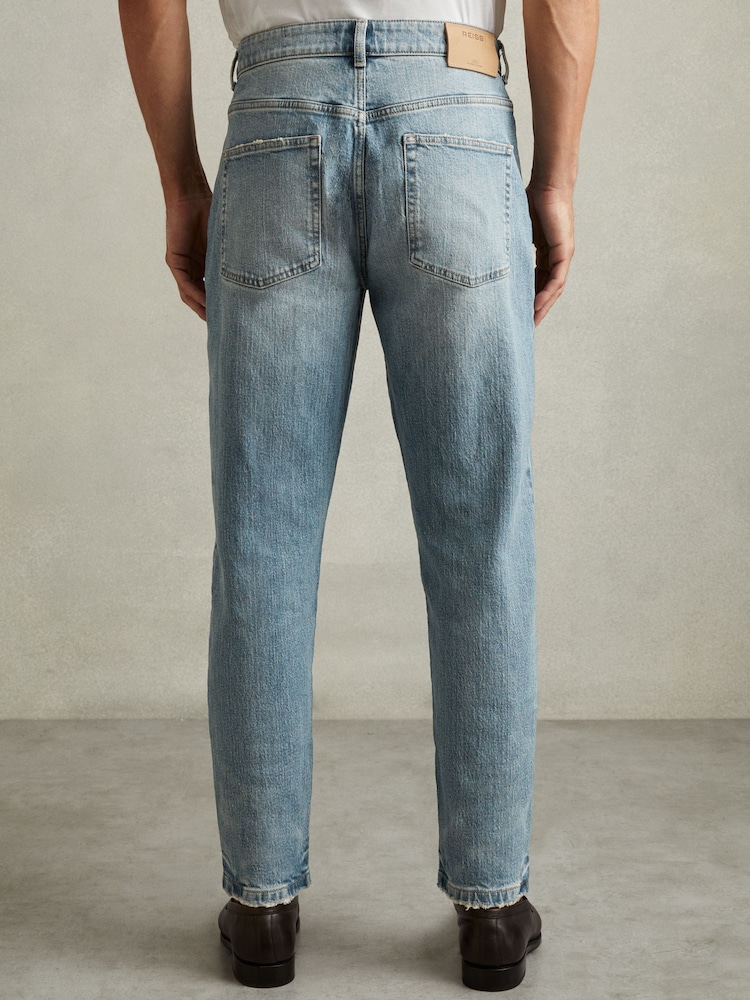 Reiss Light Blue Wash Rathbone Relaxed-Fit Cropped Jeans - Image 5 of 6
