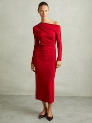 Трикотажное платье миди с вырезами на плечах Reiss Becky - Изображение 3 из 6