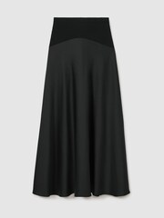 Florere Hybrid Satin Midi Black Skirt - Image 2 of 6