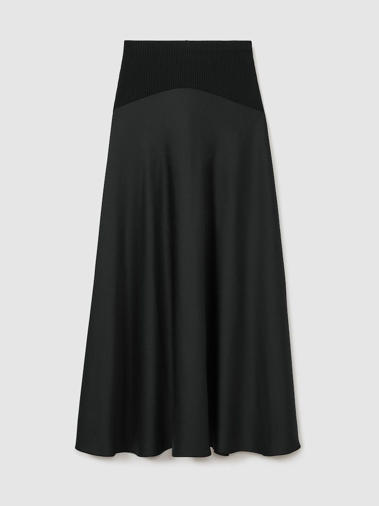 Florere Hybrid Satin Midi Black Skirt - Image 2 of 6