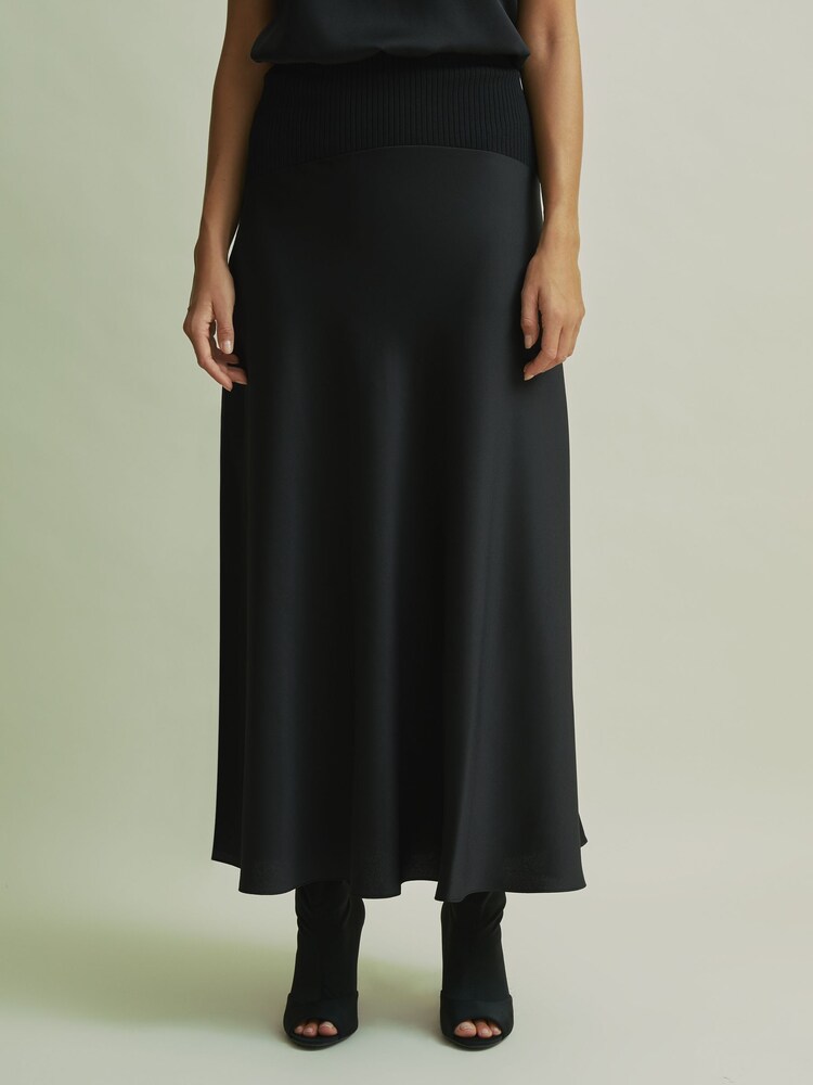 Florere Hybrid Satin Midi Black Skirt - Image 4 of 6