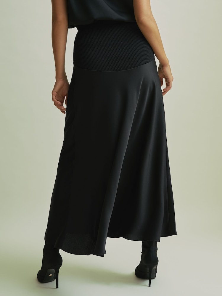Florere Hybrid Satin Midi Black Skirt - Image 5 of 6