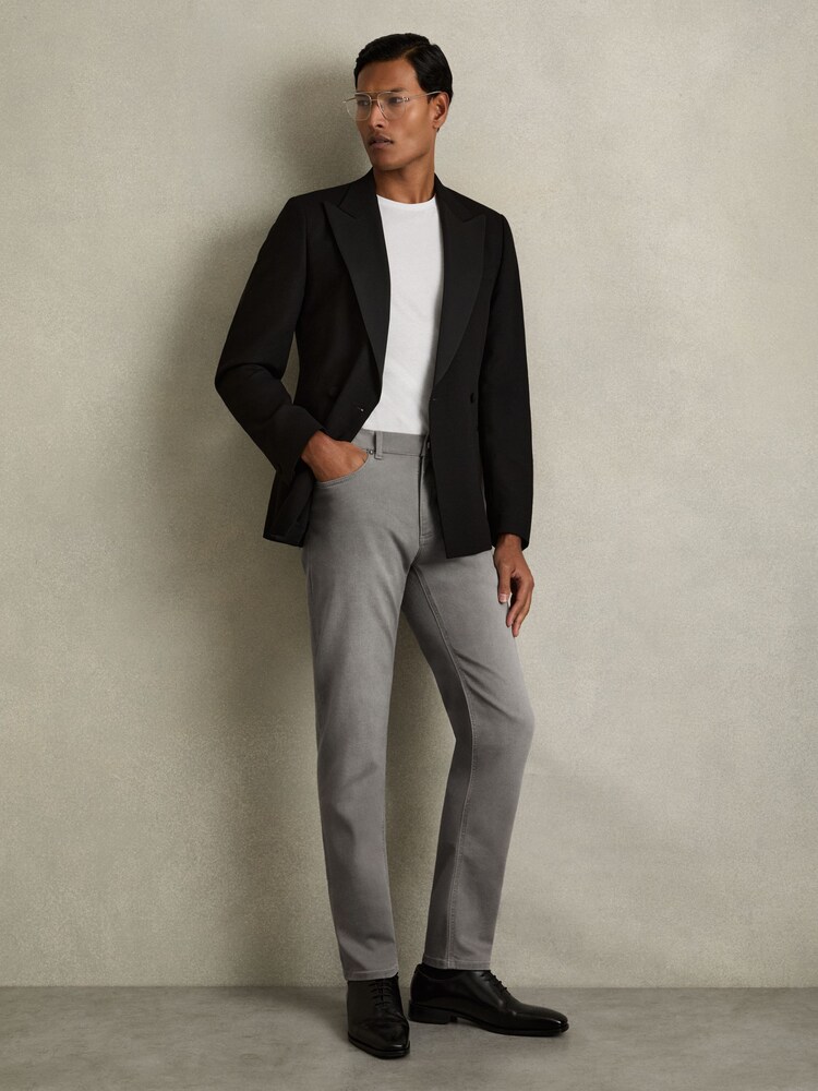 Reiss Light Washed Grey Picton Cotton-Stretch Slim-Fit Jeans - Image 1 of 6