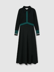 Florere Hybrid Knit Zip-Front Midi Black Dress - Image 2 of 6