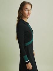 Florere Hybrid Knit Zip-Front Midi Black Dress - Image 4 of 6