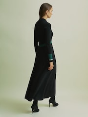 Florere Hybrid Knit Zip-Front Midi Black Dress - Image 5 of 6