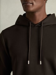 Reiss Chocolate Brown Fabien Interlock Jersey Hoodie - Image 3 of 6