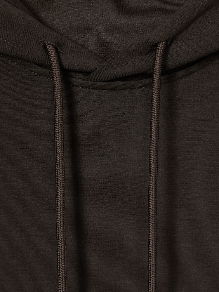 Reiss Chocolate Brown Fabien Interlock Jersey Hoodie - Image 6 of 6