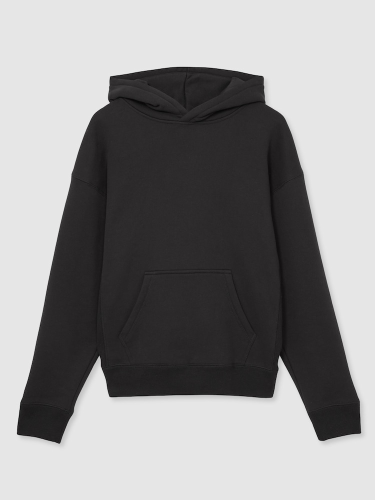Reiss Black Boulevard Cotton Fleece-Back Hoodie - Image 2 of 6