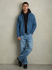 Reiss Black Boulevard Cotton Fleece-Back Hoodie - Image 3 of 6