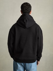Reiss Black Boulevard Cotton Fleece-Back Hoodie - Image 5 of 6