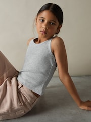 Reiss Grey Violet 13-14 yrs Cotton Blend Ribbed Vest - Image 3 of 4