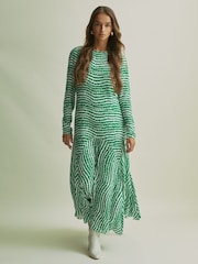 Florere Green Asymmetric Midi Dress - Image 1 of 8