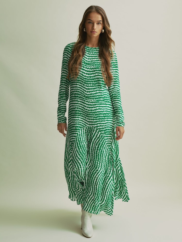 Florere Green Asymmetric Midi Dress - Image 1 of 8