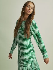Florere Green Asymmetric Midi Dress - Image 3 of 8
