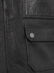 Reiss Black Parker Grained-Leather High-Rise Mini Skirt - Image 6 of 6