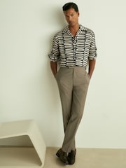Reiss Black/White Knox Abstract-Print Twill Cuban-Collar Shirt - Image 1 of 7