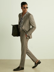 Reiss Black/White Knox Abstract-Print Twill Cuban-Collar Shirt - Image 6 of 7