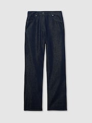 Reiss Indigo Rudi Slim-Leg Metallic-Thread Turn-Up Jeans - Image 2 of 7