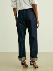 Reiss Indigo Rudi Slim-Leg Metallic-Thread Turn-Up Jeans - Image 5 of 7