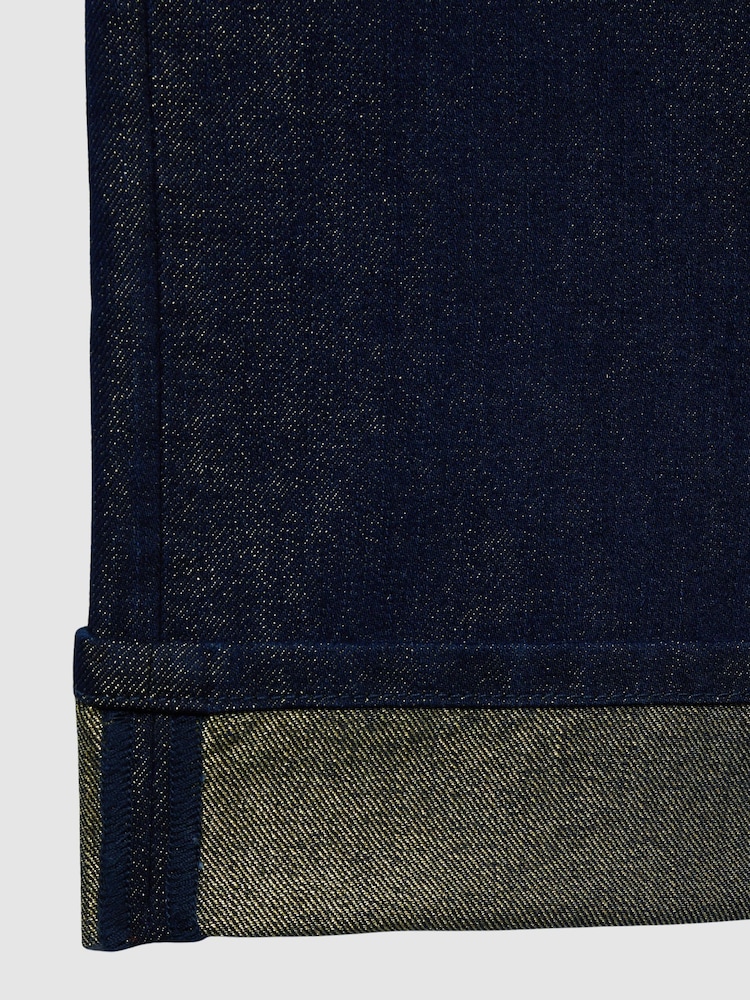 Reiss Indigo Rudi Slim-Leg Metallic-Thread Turn-Up Jeans - Image 7 of 7