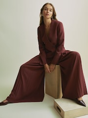 Florere Burgundy Collarless Double Breasted Blazer - Image 3 of 7