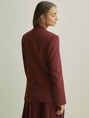 Florere Burgundy Collarless Double Breasted Blazer - Image 5 of 7