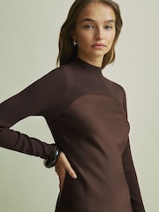 Florere Hybrid Knit Midi Chocolate Dress - Image 3 of 6