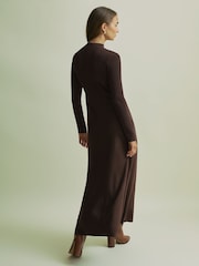 Florere Hybrid Knit Midi Chocolate Dress - Image 4 of 6