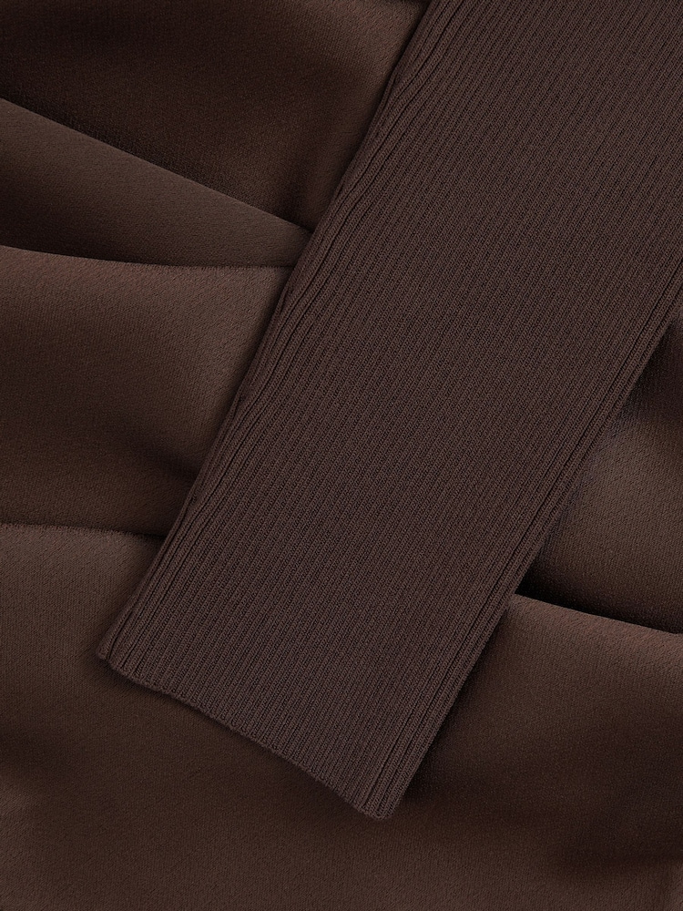 Florere Hybrid Knit Midi Chocolate Dress - Image 6 of 6