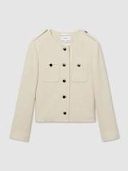 Reiss Cream Blane Wool Cropped Jacket - Image 2 of 6