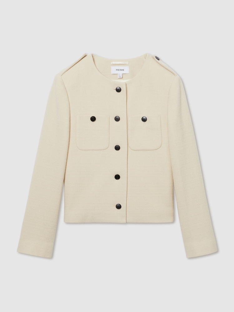Reiss Cream Blane Wool Cropped Jacket - Image 2 of 6