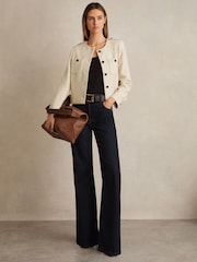 Reiss Cream Blane Wool Cropped Jacket - Image 3 of 6